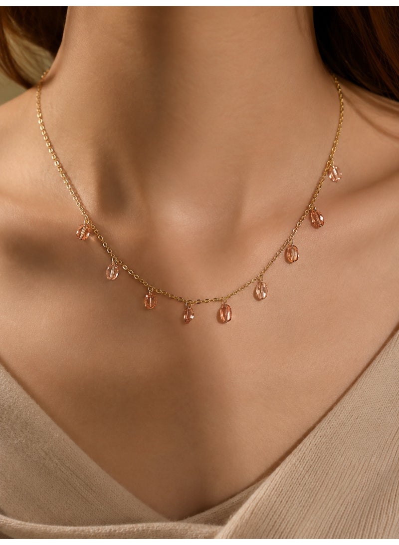 3Diamonds Gold Plated Crystal Drop Necklace for Women - Image 1