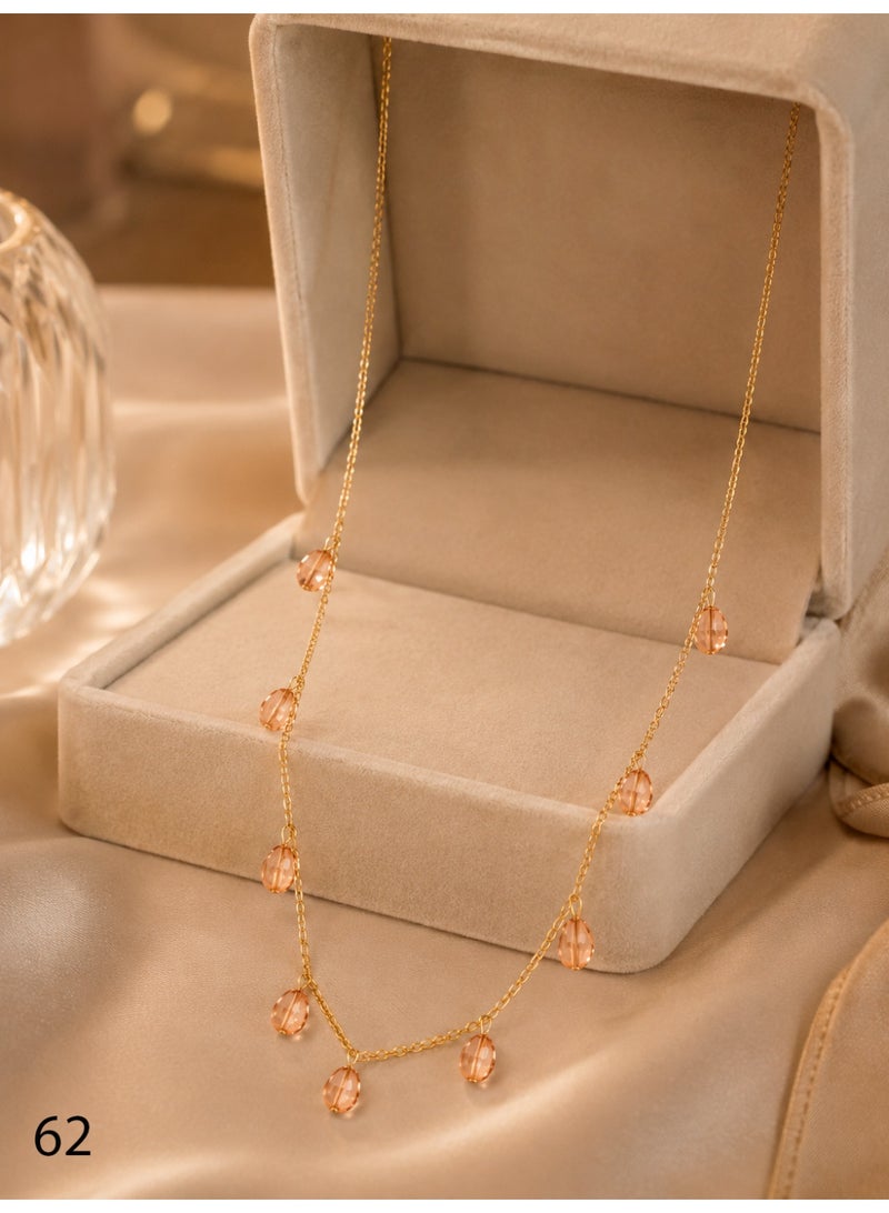 3Diamonds Gold Plated Crystal Drop Necklace for Women - Image 3