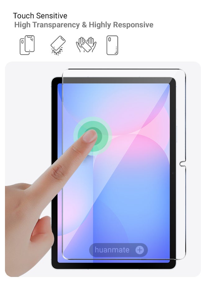 2 Pieces Samsung Galaxy Tab S10 FE Tempered Glass Screen Protector – High Transparency, Delicate Touch, Anti-Explosion, Smooth Arc Edges, Easy Installation, Screen Protector for Samsung Galaxy Tab S10 FE