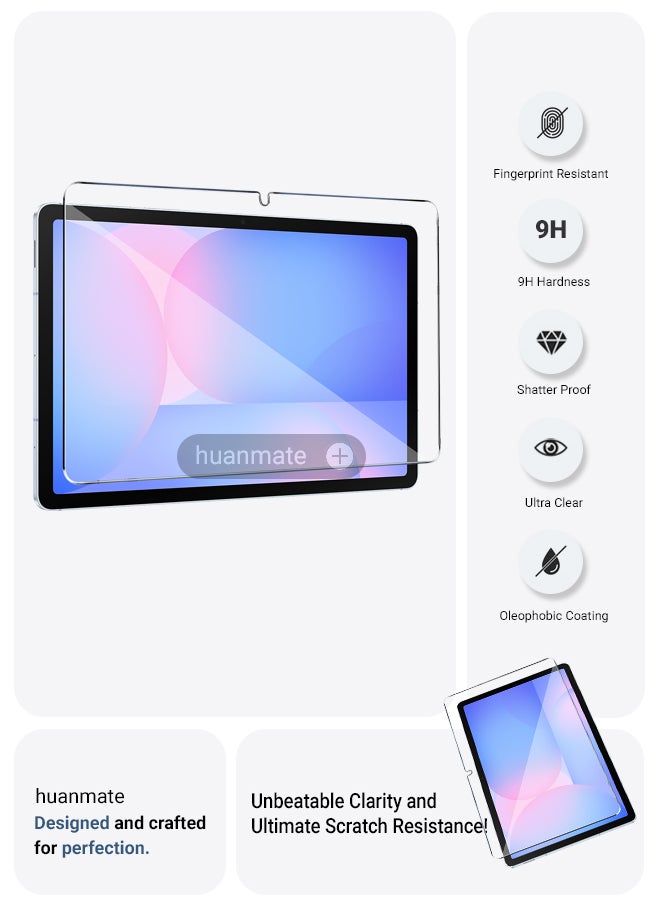 2 Pieces Samsung Galaxy Tab S10 FE Tempered Glass Screen Protector – High Transparency, Delicate Touch, Anti-Explosion, Smooth Arc Edges, Easy Installation, Screen Protector for Samsung Galaxy Tab S10 FE
