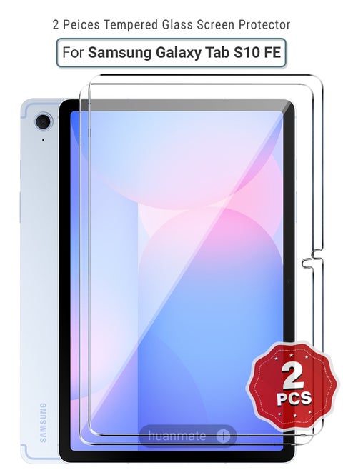 2 Pieces Samsung Galaxy Tab S10 FE Tempered Glass Screen Protector – High Transparency, Delicate Touch, Anti-Explosion, Smooth Arc Edges, Easy Installation, Screen Protector for Samsung Galaxy Tab S10 FE