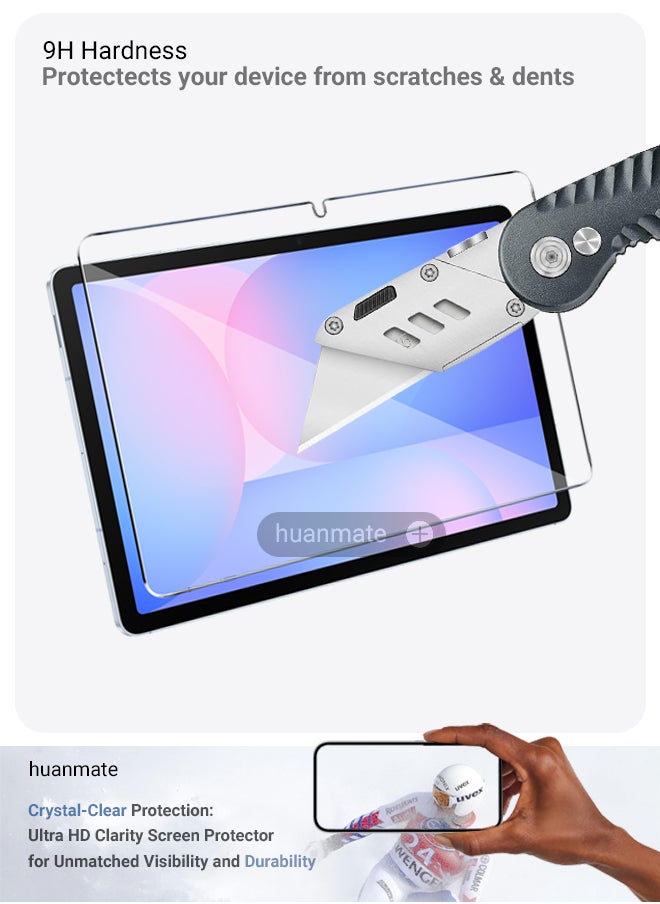 2 Pieces Samsung Galaxy Tab S10 FE Tempered Glass Screen Protector – High Transparency, Delicate Touch, Anti-Explosion, Smooth Arc Edges, Easy Installation, Screen Protector for Samsung Galaxy Tab S10 FE
