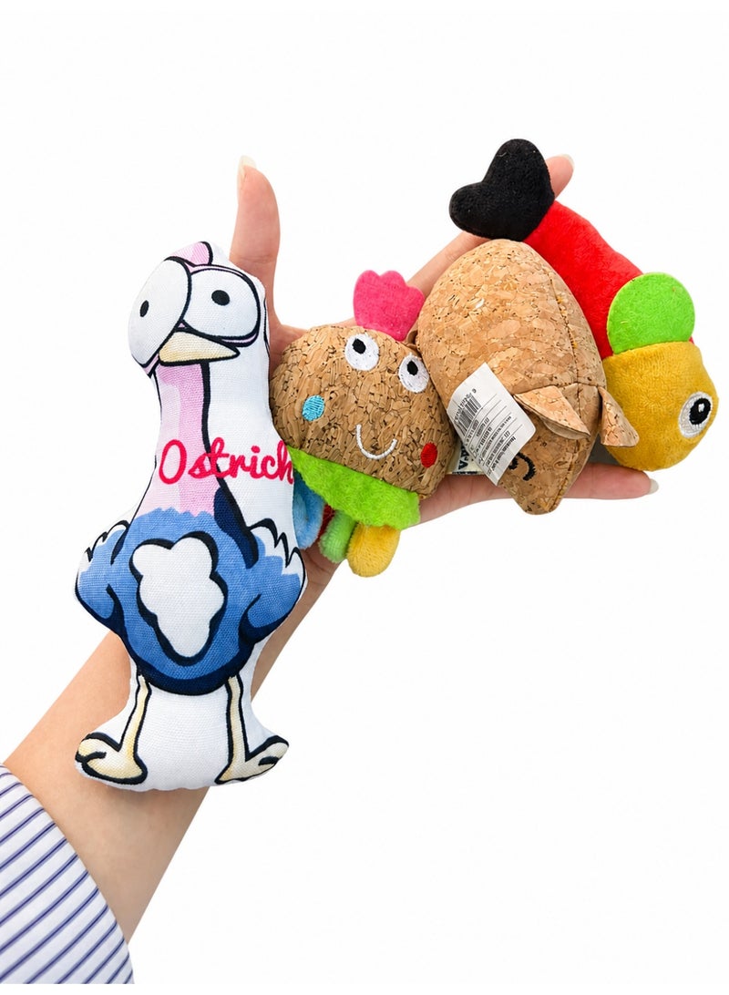 Bundle Pet Toy Set, 4 Different Xsmall Shapes, Plush and Cork Animal Figures for Dogs - Image 1