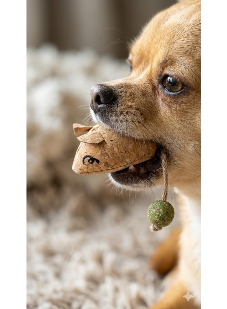 Bundle Pet Toy Set, 4 Different Xsmall Shapes, Plush and Cork Animal Figures for Dogs - Image 2