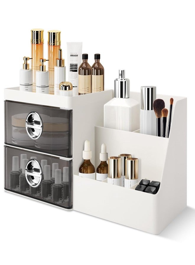 Sunkaioo Makeup Organizer with Clear Drawers,Plastic Skincare Organizers for Vanity,Large Capacity Makeup Organizer Countertop for Cosmetics, Skincare,Office Stationery (Gray Drawer) - Image 1