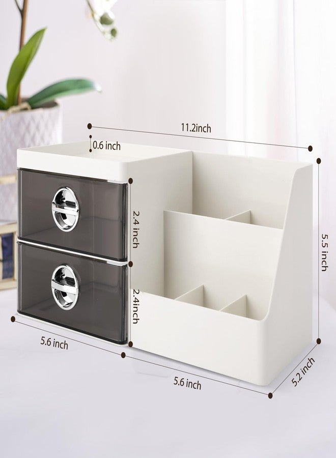 Sunkaioo Makeup Organizer with Clear Drawers,Plastic Skincare Organizers for Vanity,Large Capacity Makeup Organizer Countertop for Cosmetics, Skincare,Office Stationery (Gray Drawer) - Image 2