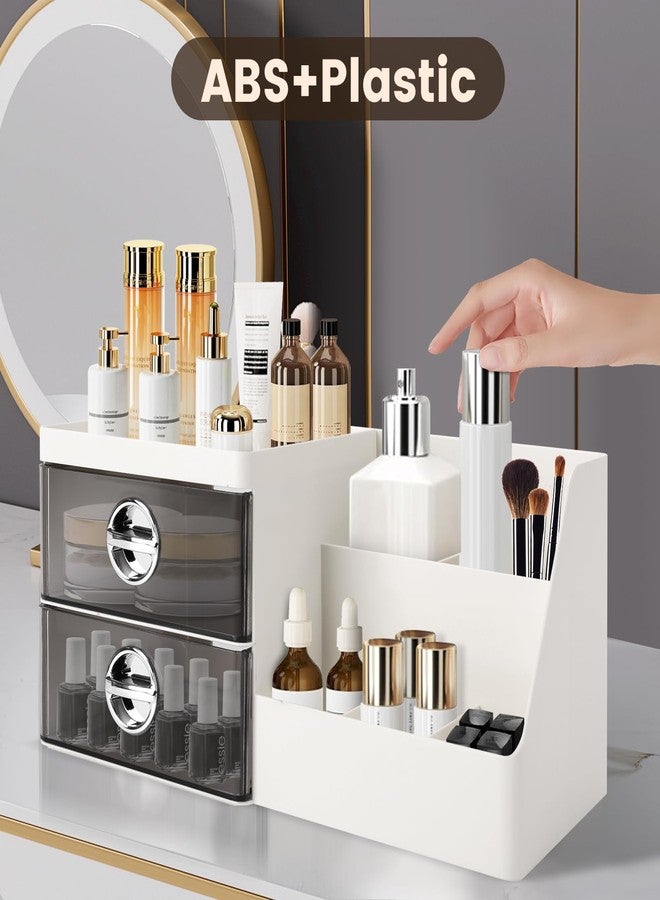 Sunkaioo Makeup Organizer with Clear Drawers,Plastic Skincare Organizers for Vanity,Large Capacity Makeup Organizer Countertop for Cosmetics, Skincare,Office Stationery (Gray Drawer) - Image 4