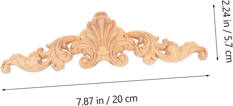 PRETYZOOM 6pcs Carved Wooden Applique Furniture Decoration Solid Wood Door Cabinet Patch Decorative Trim for Home DIY Crafts Vintage Style - Image 2
