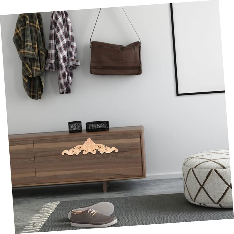PRETYZOOM 6pcs Carved Wooden Applique Furniture Decoration Solid Wood Door Cabinet Patch Decorative Trim for Home DIY Crafts Vintage Style - Image 5