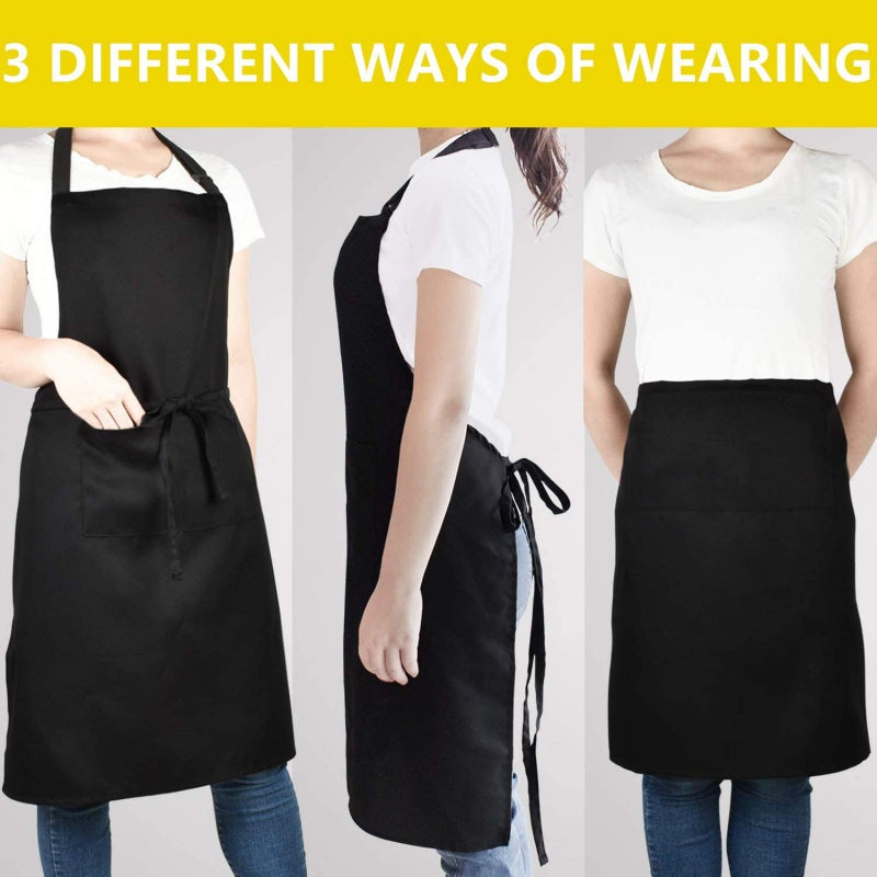 Will Well Chef Apron for Men Professional - Cooking Aprons for Women With Pockets - Adjustable Black Aprons for Men - Bib Aprons With Pockets Water & Oil Resistant - 6 Pack - Image 5