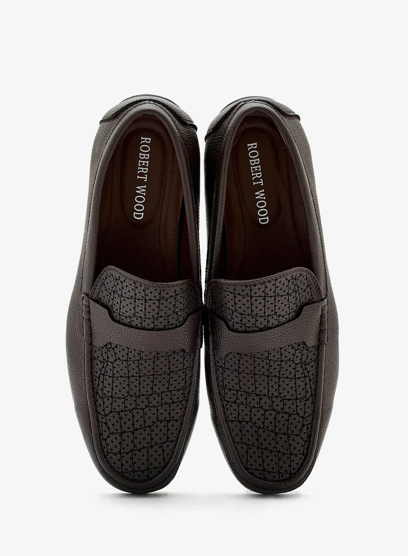 Robert Wood coffee Textured Formal Loafers for Men | Best Price UAE