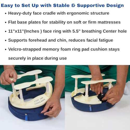 METRON Face Down Support After Eye Surgery – Prone Positioning System with Adjustable Stand, Face Cradle, and Breathing Hole for Vitrectomy and Retinal Recovery - Image 4