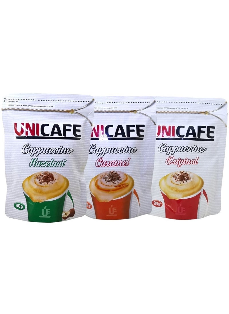UniCafé - Cappuccino Original + Cappuccino Hazelnut + Cappuccino Caramel, 200g - Image 1