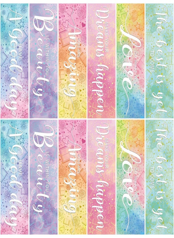 Anseal 12pcs Inspirational Bookmarks for Women Men, 6 Styles Colorful Paper Bookmarks Bulk for Book Lovers, Teachers, Reading Lovers, Gifts, Prizes, Class - Image 1