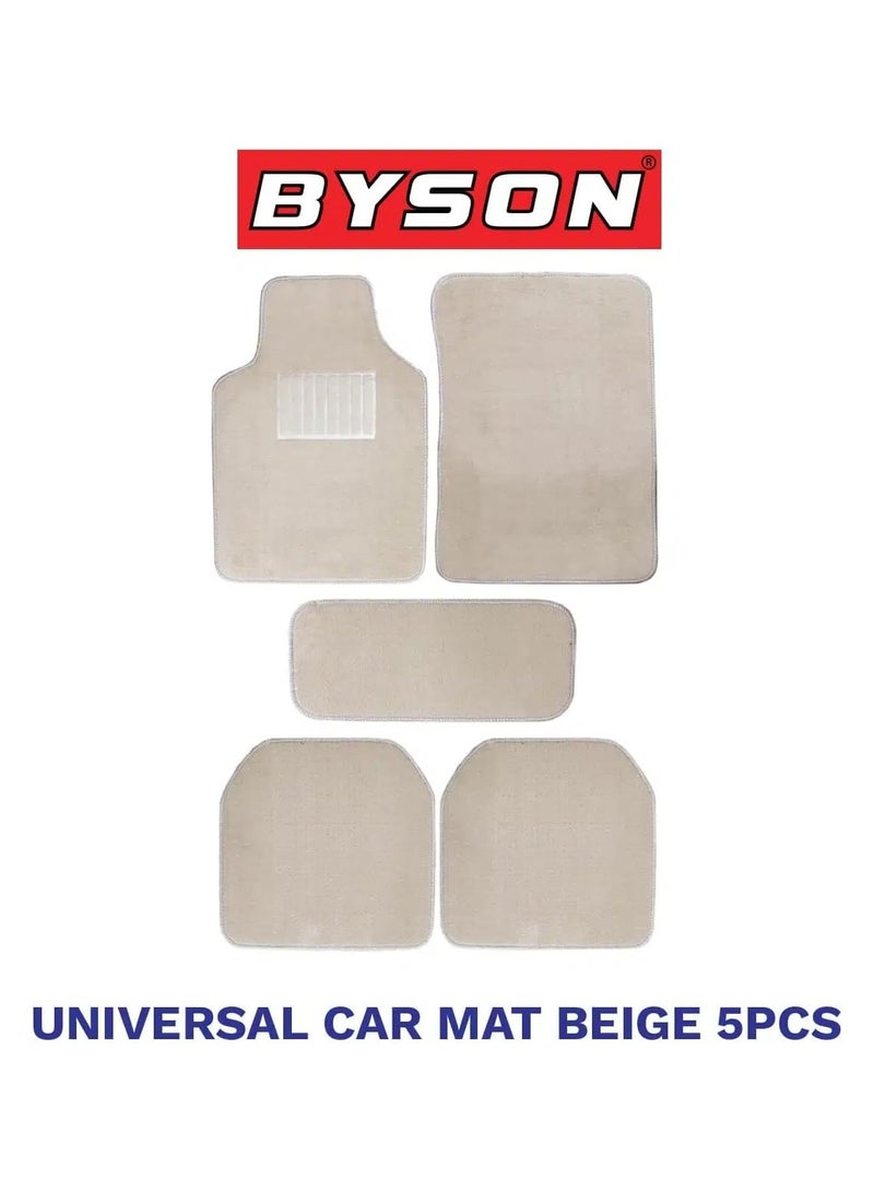 BYSON Durable Waterproof Car Floor Mats 5 Piece Set - Universal Fit for SUV and Sedan, Heavy Duty Non Slip Soft Auto Foot Mats, Easy to Clean Interior Protection Accessories for All Seasons (Beige) - Image 1