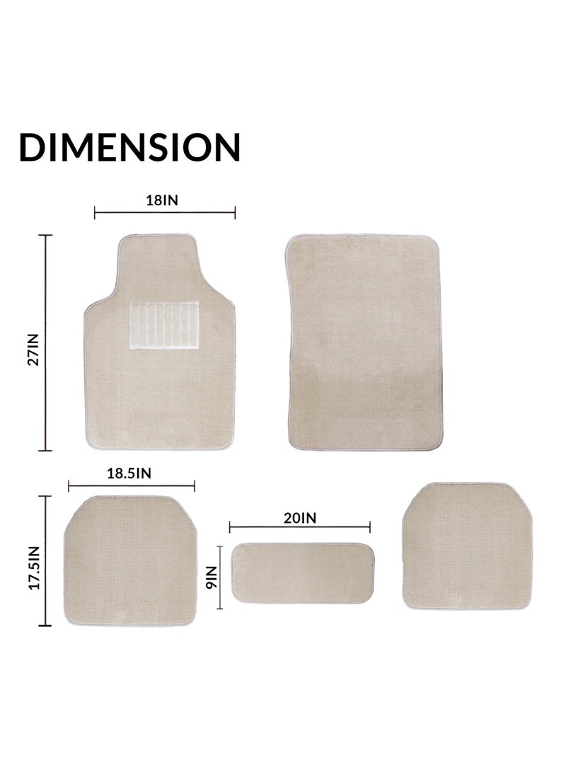 BYSON Durable Waterproof Car Floor Mats 5 Piece Set - Universal Fit for SUV and Sedan, Heavy Duty Non Slip Soft Auto Foot Mats, Easy to Clean Interior Protection Accessories for All Seasons (Beige) - Image 2