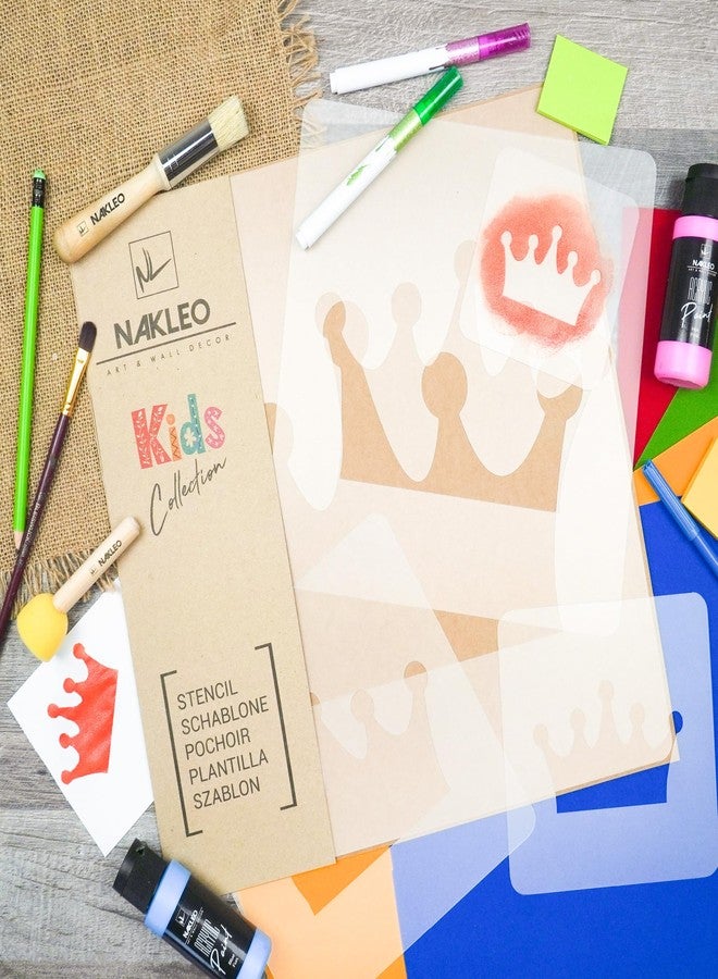 NAKLEO Painting Stencils Set for Kids, 5 Pcs Templates 3.5" to 13.4" Crown Princess Queen, Plastic and Reusable Drawing Stencils, Children Room Decor, Craft DIY Wall Furniture - Image 4