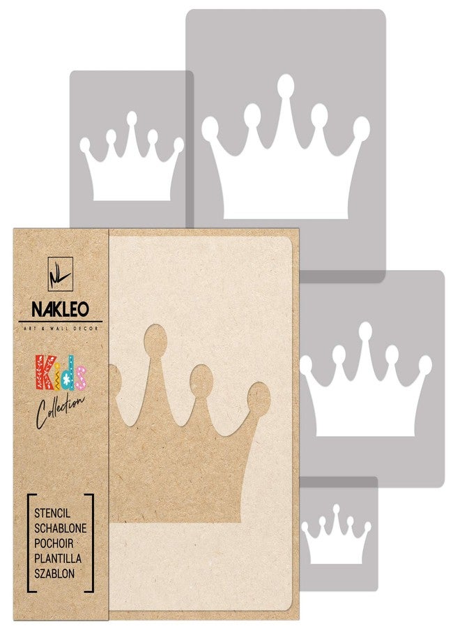 NAKLEO Painting Stencils Set for Kids, 5 Pcs Templates 3.5" to 13.4" Crown Princess Queen, Plastic and Reusable Drawing Stencils, Children Room Decor, Craft DIY Wall Furniture - Image 1