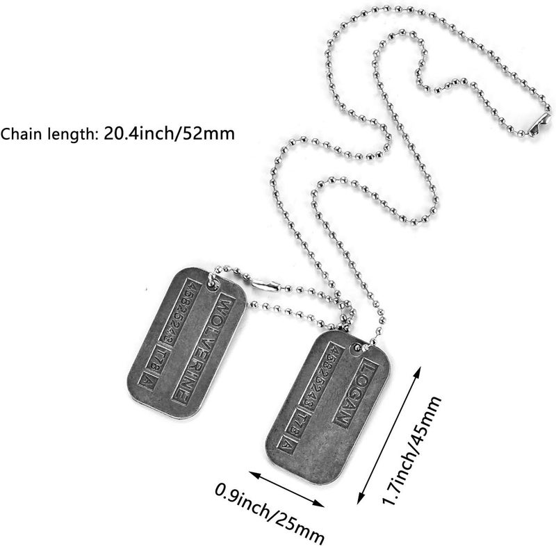 DAYSTART Two Double Sided Wolverine Name Dog Tags on 20 Inch Chain for Wolverine Lover Costume Cosplay Accessory - Image 2