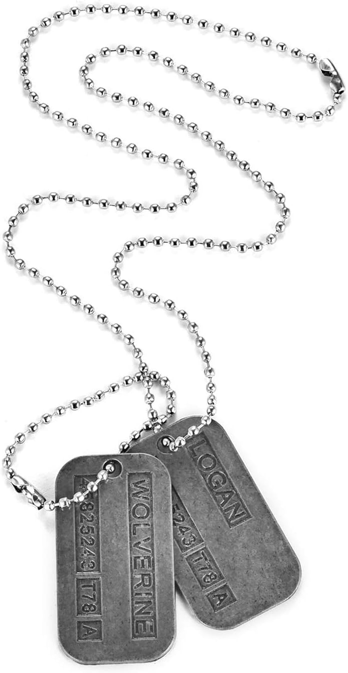 DAYSTART Two Double Sided Wolverine Name Dog Tags on 20 Inch Chain for Wolverine Lover Costume Cosplay Accessory - Image 1