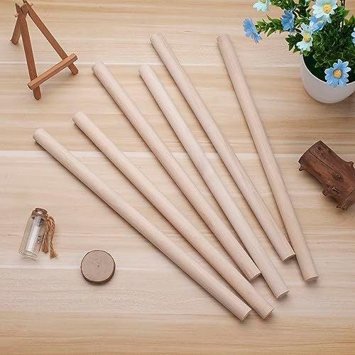 Coowayze Wooden Dowel Rods Wood Dowels for Crafts, 6 PCS 3/4 x 15 Round Macrame Wooden Sticks for Crafting, Unfinished Hardwood Sticks for Arts and DIYers, Tiered Cake Support, Closets, Wedding Ribbon Wands - Image 5