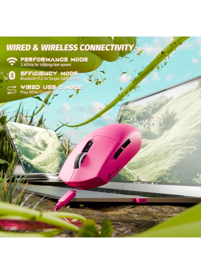 ATTACK SHARK G3 Tri-Mode Wireless Gaming Mouse, 59g Lightweight, 25000 DPI, Berry Red - Image 4