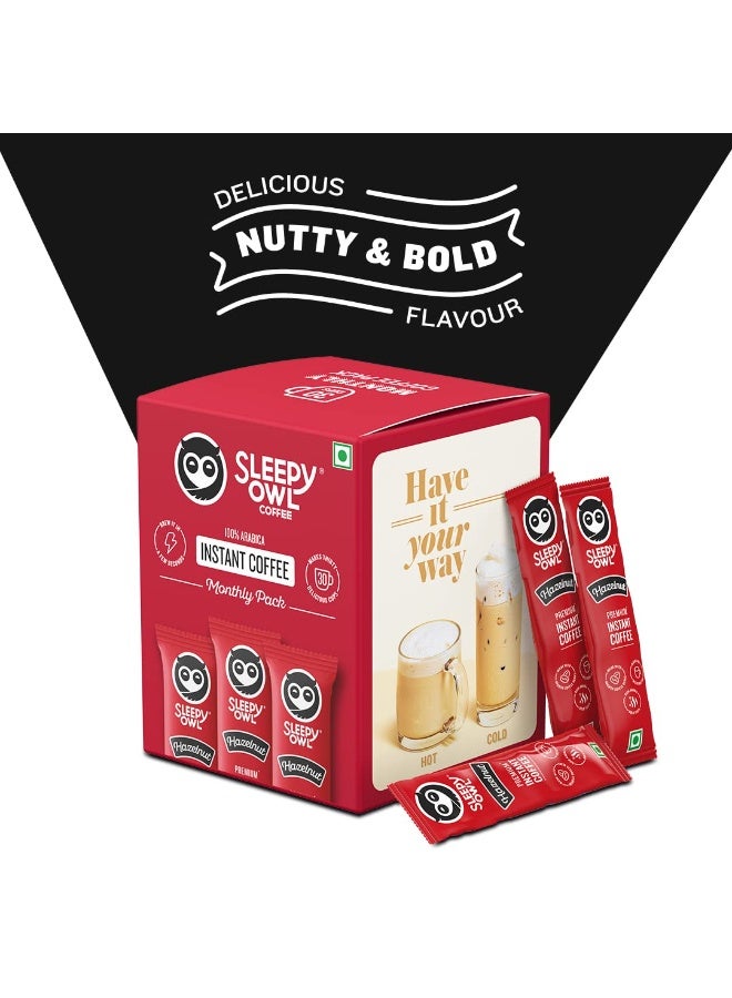 Sleepy Owl Hazelnut Flavour 100% Arabica Coffee Sachets | 60g - Pack of 30 x 2g Instant Coffee Powder Sachets | Nutty & Bold | Travel Friendly - Image 5