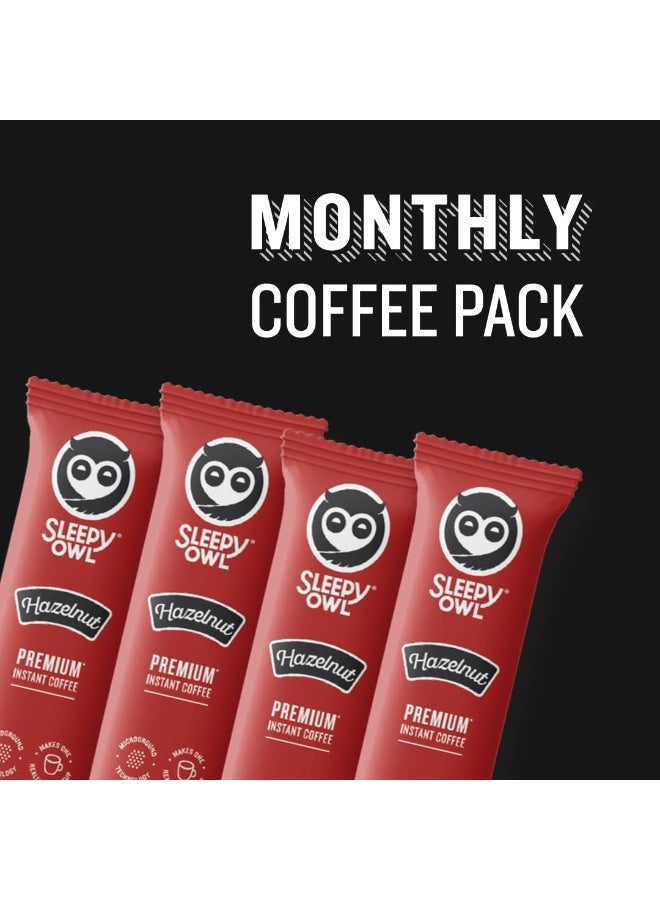 Sleepy Owl Hazelnut Flavour 100% Arabica Coffee Sachets | 60g - Pack of 30 x 2g Instant Coffee Powder Sachets | Nutty & Bold | Travel Friendly - Image 4