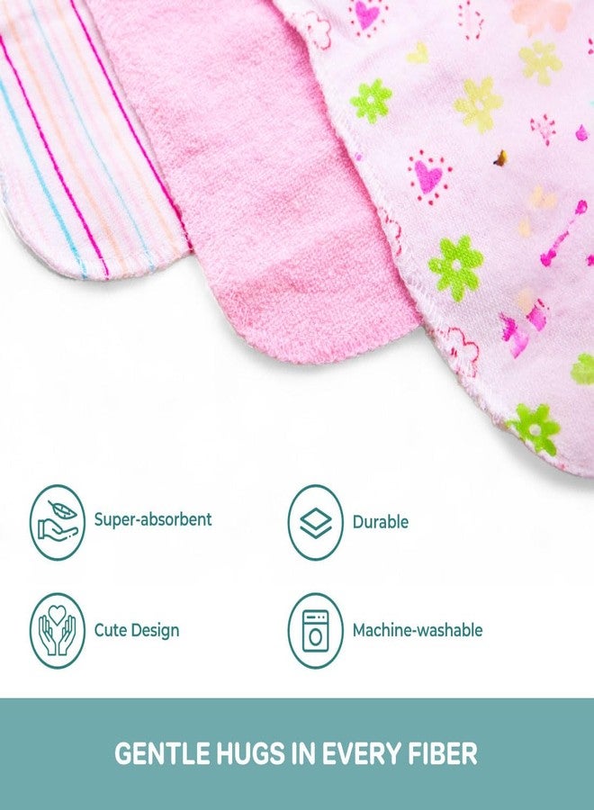 Spasilk Hooded Bath Towel and Washcloths Set for Newborns, 1 Soft Terry Baby Towel and 3 Baby Washcloths, Baby Essentials, Ideal, One Size, Pink Butterfly - Image 4