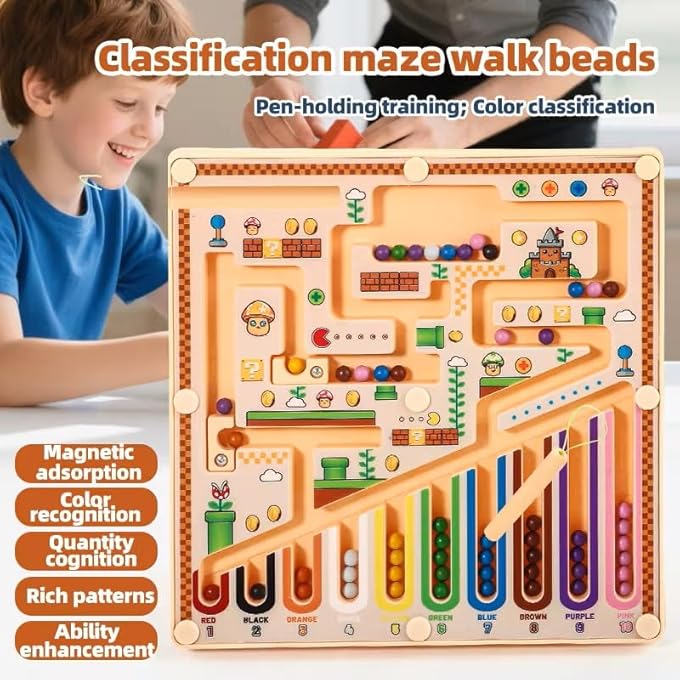 MAGNETIC COLOR AND NUMBER MAZE - MONTESSORI TOYS FOR TODDLERS, BEAD MAZE WITH 55 MAGNETIC BEADS, LEARNING TOYS FOR COUNTING, FINE MOTOR SKILLS, COLOR RECOGNITION, IDEAL GIFT FOR KIDS AGES 3+ - Image 5