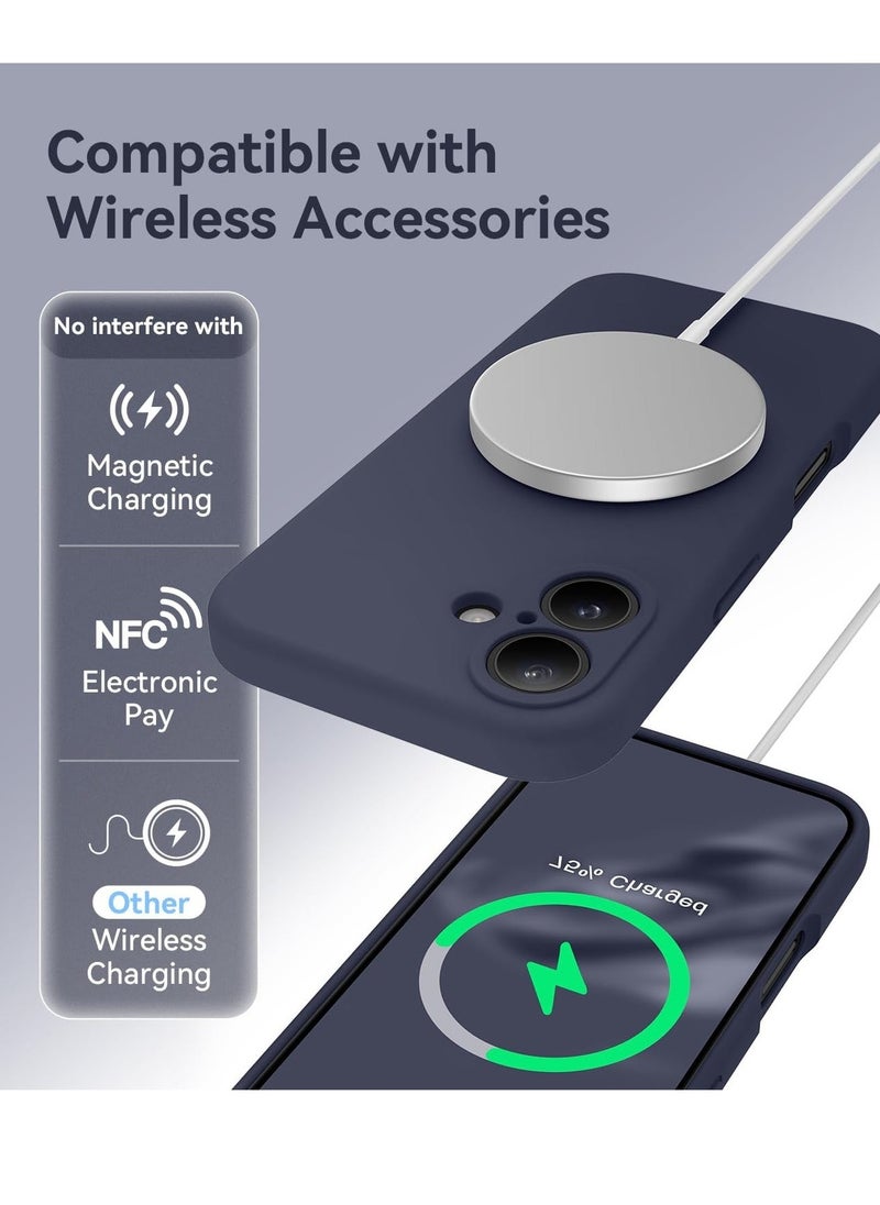 إيف متوافق مع حافظة iPhone 16، سيليكون مطور [حماية الكاميرا]، [متوافق مع MagSafe]، بطانة داخلية من الألياف الدقيقة المضادة للخدش مع 2 واقي شاشة - أزرق منتصف الليل - Image 4