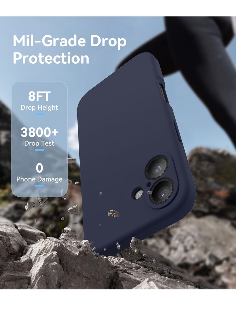 إيف متوافق مع حافظة iPhone 16، سيليكون مطور [حماية الكاميرا]، [متوافق مع MagSafe]، بطانة داخلية من الألياف الدقيقة المضادة للخدش مع 2 واقي شاشة - أزرق منتصف الليل - Image 3