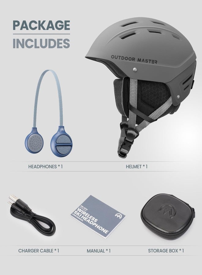 اوت دور ماستر خوذة التزلج OutdoorMaster Kelvin II مع طقم بلوتوث لاسلكي - خوذة تزلج قابلة للتعديل مع سماعة رأس قابلة للتركيب - خوذة رياضات الثلج للرجال والنساء والشباب - رمادي مطفي، مقاس متوسط - Image 3