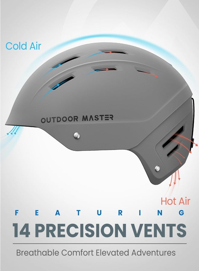 اوت دور ماستر خوذة التزلج OutdoorMaster Kelvin II مع طقم بلوتوث لاسلكي - خوذة تزلج قابلة للتعديل مع سماعة رأس قابلة للتركيب - خوذة رياضات الثلج للرجال والنساء والشباب - رمادي مطفي، مقاس متوسط - Image 5