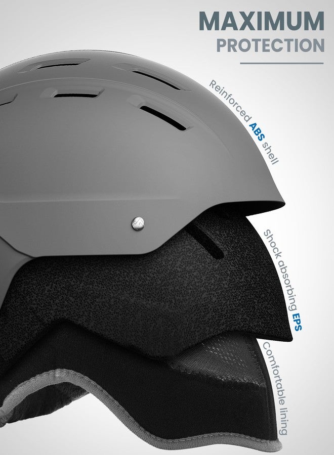 اوت دور ماستر خوذة التزلج OutdoorMaster Kelvin II مع طقم بلوتوث لاسلكي - خوذة تزلج قابلة للتعديل مع سماعة رأس قابلة للتركيب - خوذة رياضات الثلج للرجال والنساء والشباب - رمادي مطفي، مقاس متوسط - Image 4