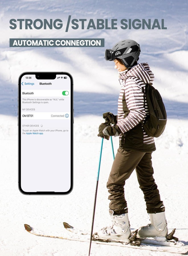 اوت دور ماستر خوذة التزلج OutdoorMaster Kelvin II مع طقم بلوتوث لاسلكي - خوذة تزلج قابلة للتعديل مع سماعة رأس قابلة للتركيب - خوذة رياضات الثلج للرجال والنساء والشباب - رمادي مطفي، مقاس متوسط - Image 2