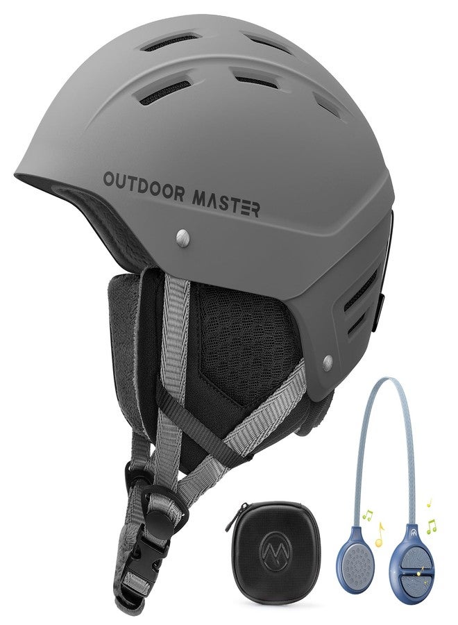 اوت دور ماستر خوذة التزلج OutdoorMaster Kelvin II مع طقم بلوتوث لاسلكي - خوذة تزلج قابلة للتعديل مع سماعة رأس قابلة للتركيب - خوذة رياضات الثلج للرجال والنساء والشباب - رمادي مطفي، مقاس متوسط - Image 1