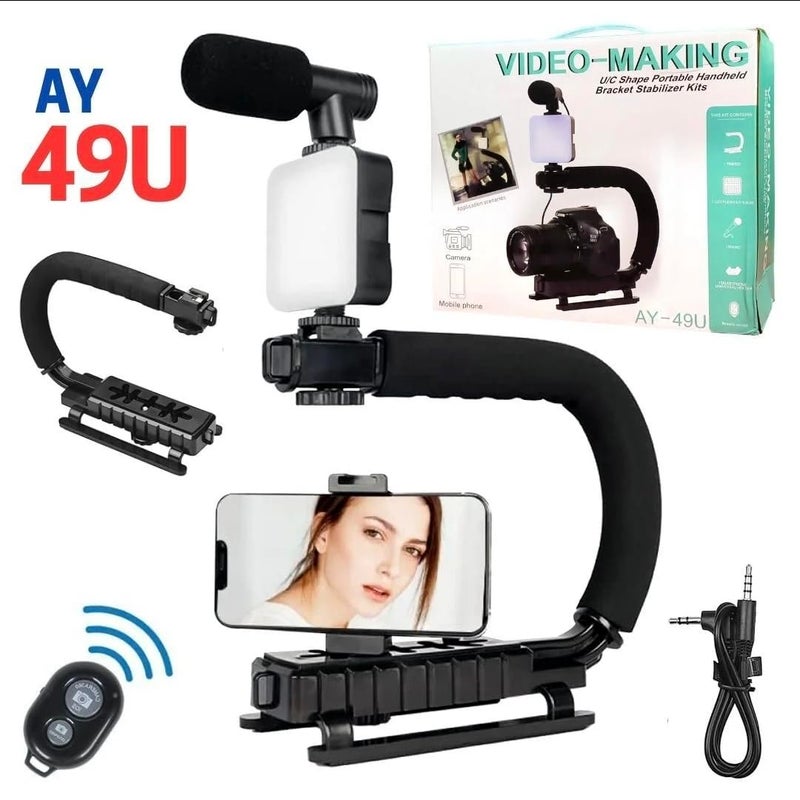 Mobile Phone Video Capture and Capture Kit, Video Making Kit for Live Streaming and Video Shooting, Professional Quality, Compatible with All Smartphones Video Making Accessories Kit (Ay-49U)