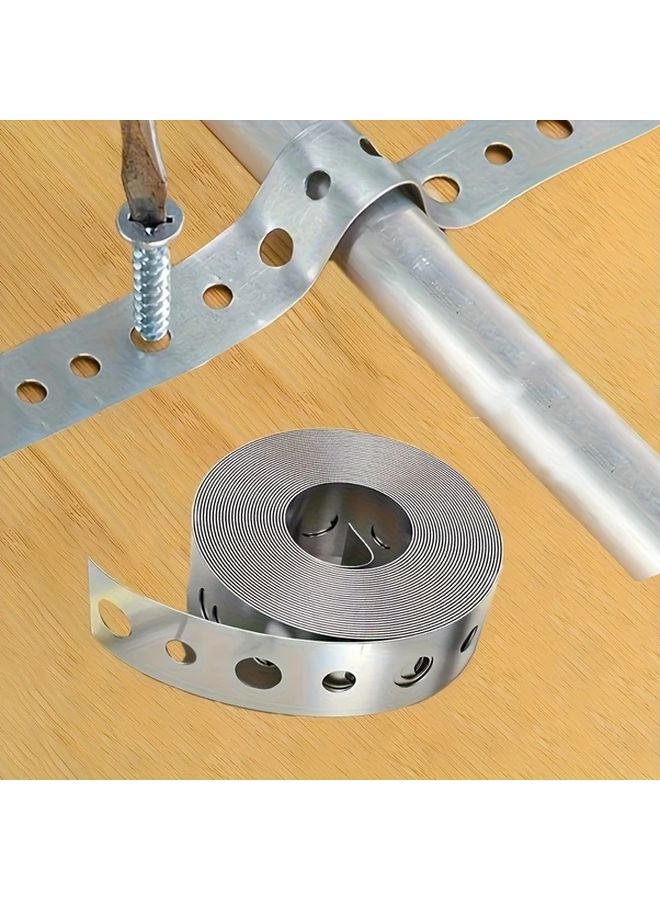 1 قطعة 3 متر × 17.5 ملم حزام دعم أنابيب من الفولاذ المجلفن مقاوم للتآكل مشبك الأنابيب - Image 1