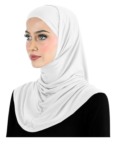 PAROPKAR Modal Full Head & Neck Cover Jersey Hijab - Soft Cotton Viscose Lycra Solid Color Stretchy Breathable Long Full Cover Scarf Hijab Cap (White) - Image 1