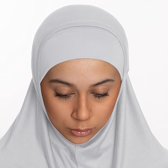 PAROPKAR Modal Full Head & Neck Cover Jersey Hijab - Soft Cotton Viscose Lycra Solid Color Stretchy Breathable Long Full Cover Scarf Hijab Cap (White) - Image 4