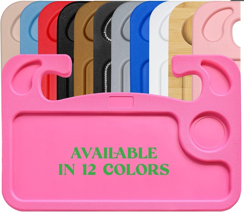 lebogner Steering Wheel Tray, Car Tray for Eating, Hook On Steering Wheel Desk for Food, Laptop and Car Accessories, Car Road Trip Must Haves Gadgets Car Table (Dark Pink) - Image 1