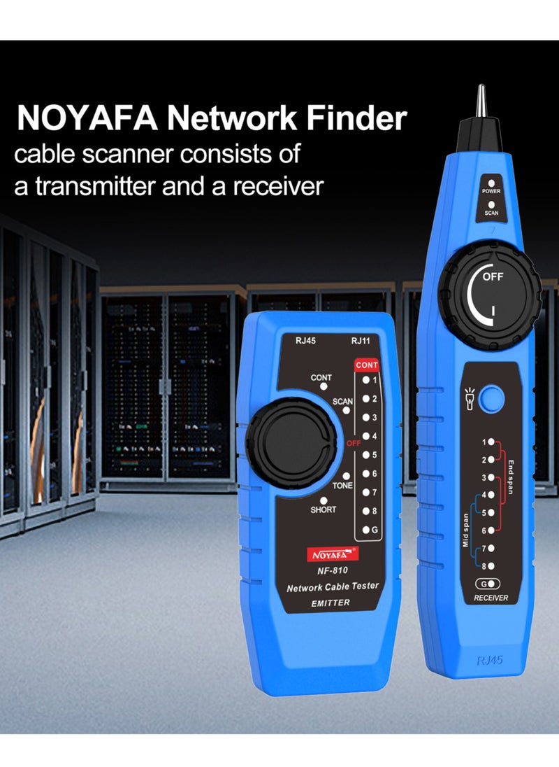 NOYAFA - NF-810 Network Cable Tester Kit for RJ11 RJ45 CAT5 CAT6 LAN Cable Multi Function Wire Tracker Wiremap PoE TEL Testing Line Finder with LED Light Earphone Tool Bag - Image 1
