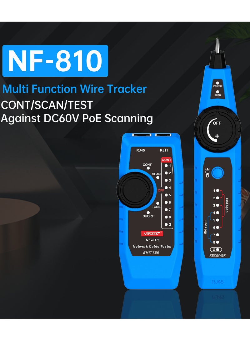 NOYAFA - NF-810 Network Cable Tester Kit for RJ11 RJ45 CAT5 CAT6 LAN Cable Multi Function Wire Tracker Wiremap PoE TEL Testing Line Finder with LED Light Earphone Tool Bag - Image 1
