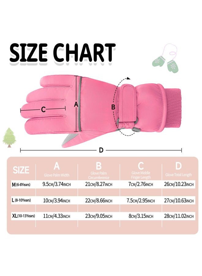 YUHAN PRETTY Kids Winter Ski Gloves Waterproof Children Girls Boys Fleece Thermal Snowboard Snow Gloves Mittens for Cold Weather(5-8Years) - Image 5