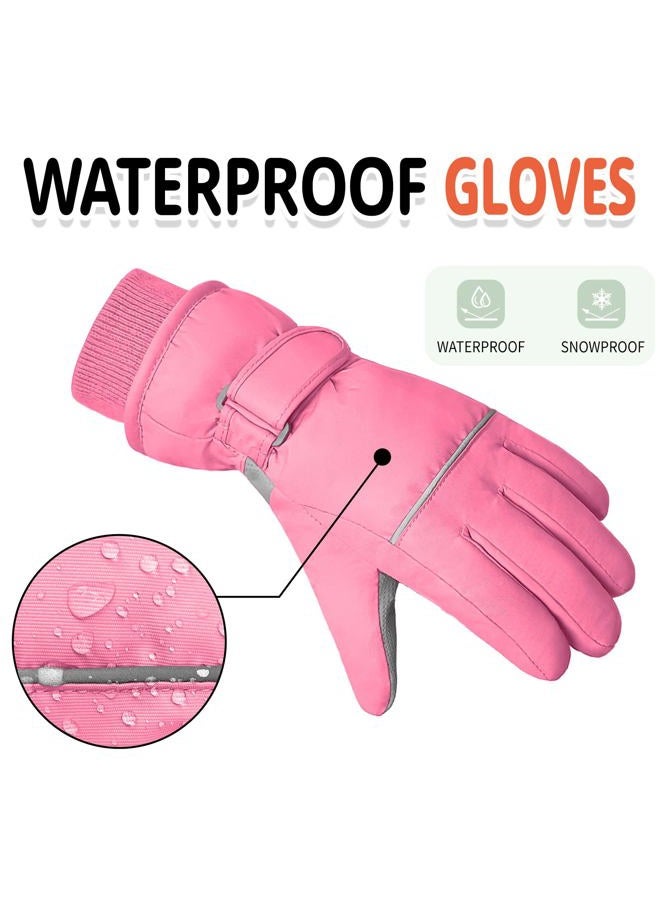 YUHAN PRETTY Kids Winter Ski Gloves Waterproof Children Girls Boys Fleece Thermal Snowboard Snow Gloves Mittens for Cold Weather(5-8Years) - Image 3