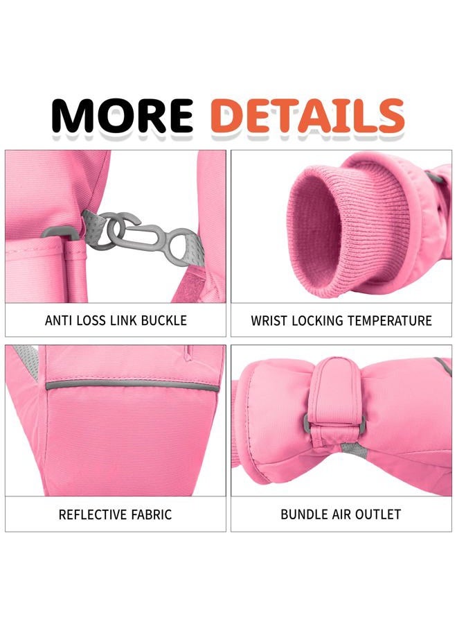 YUHAN PRETTY Kids Winter Ski Gloves Waterproof Children Girls Boys Fleece Thermal Snowboard Snow Gloves Mittens for Cold Weather(5-8Years) - Image 4