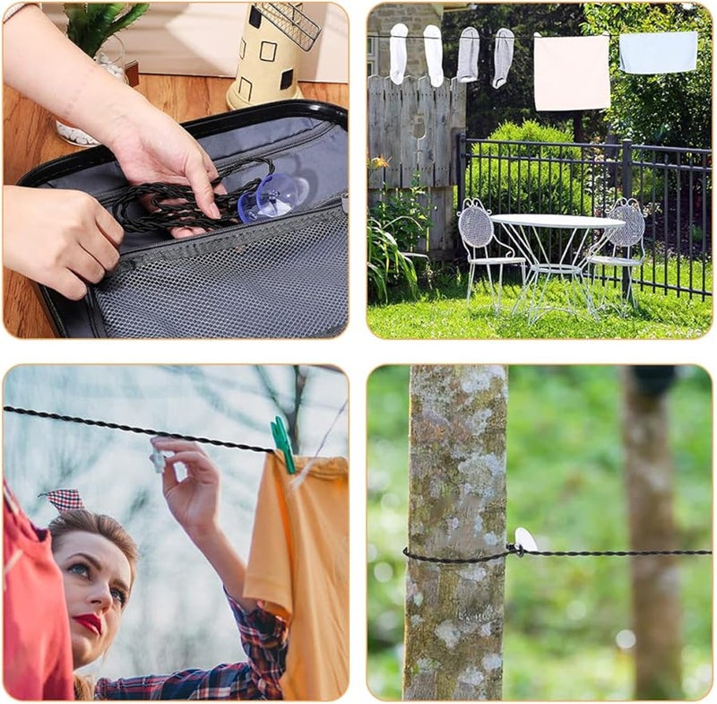 حبل غسيل محمول مع كأس شفط قوي ومشبك جراد البحر للسفر في الهواء الطلق - Image 5