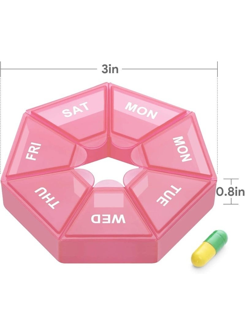 7 Day Weekly Pill Organizer Red, Never Miss a Dose with Large Pill Box, Portable Pill Holder for Vitamins Tablets & Fish Oil Capsules, Holds 10 Aspirin-Sized Pills - Image 3