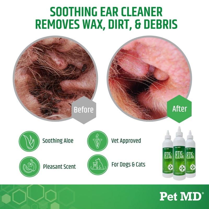 Pet MD Otic Clean Dog Ear Cleaner for Cats and Dogs - Effective Against Infections Caused by Infections, Itching and Controls Ear Odor - 8 oz (Cucumber Melon) - Image 2